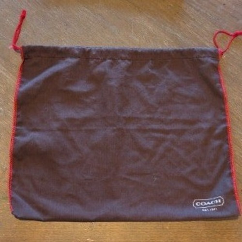 Coach Vintage Y2K Dust Bag Brown Red Drawstring Handbag Storage 16x14 Logo Patch
